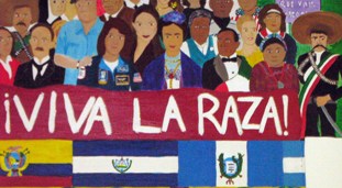 Painted by UW students in a class led by Marylou Gomez and supervised by Prof. Luis Ramirez, this mural is an example of the thriving Chicano Arts movement that went hand in hand with Chicano