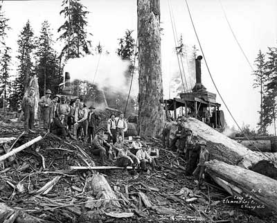 Timber workers went on strike for better conditions and the legal recognition of their union in 1935. (Photo courtesy of the University of Washington Library, Special Collections)