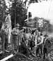 Historical photograph: loggers tiny